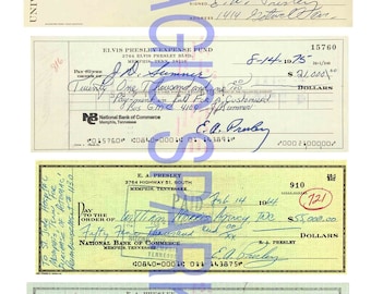 Elvis Presley 4 x Signed Check's Cheques 1977 1975 1964 1975 New Prints