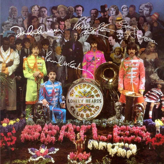 Beatles Rare Sgt. Pepper MINT Alternate Cover Signed Slick Artwork