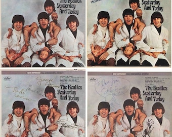 Beatles Butcher cover Memorabilia set 11 items! Clear Lennon Butcher cover Artwork Album Covers with posters and letter