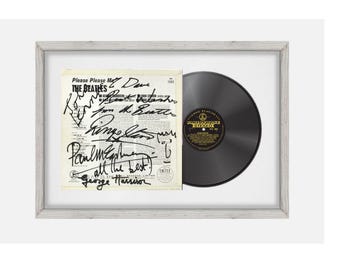 Beatles Rare Signed and Framed Please Please Me MONO Gold Repro Cover LP (No Vinyl) Album Lennon McCartney Harrison Starr 1963