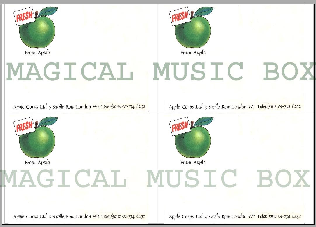 The Beatles Apple Corps Records Address LABELS REPRO Lennon