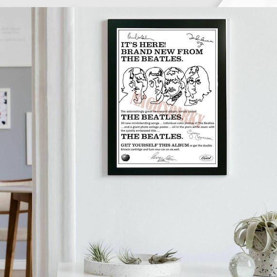 ビートルズ レア ホワイト アルバム ポスター レプリカ サイン入り