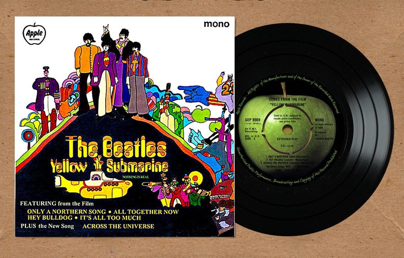 BEATLES RARE Unreleased Yellow Submarine EP Mock up 45 Vinyl Demo