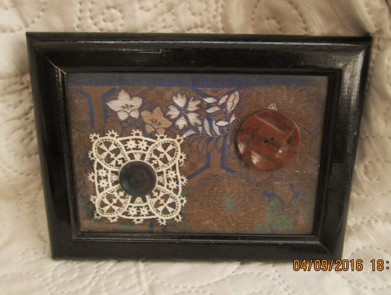 christmas gift antique buttons VINTAGE BUTTON ART wall art 1920/'s fabrics chinese fabrics french lace housewarming gifts lace trims