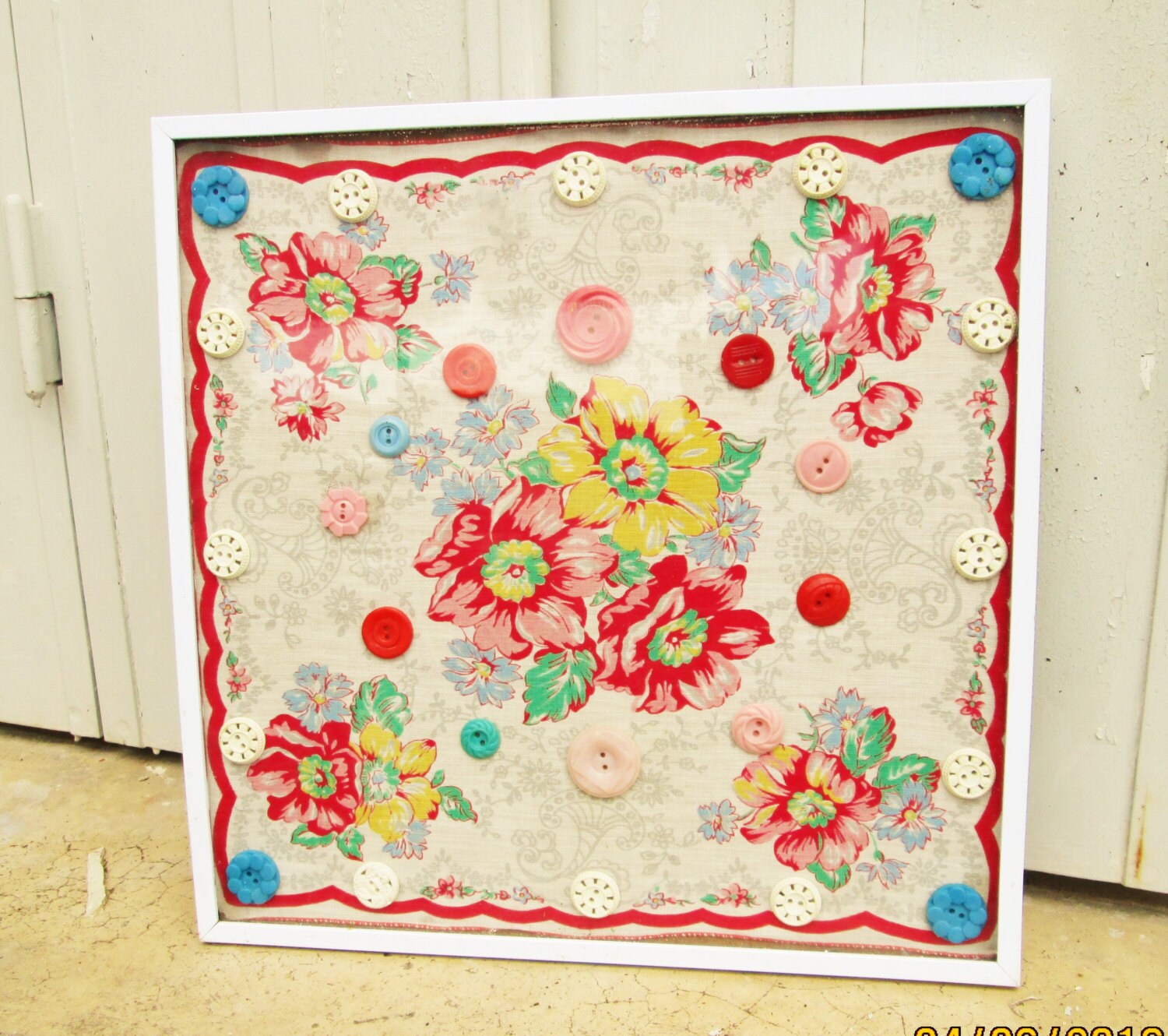 Vintage Button Art, Français Tissus, Boutons Antiques, Tissus Des Années 1950, Art Du Tissu, Fleurs 