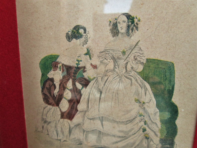 antique French fashion Antique French Prints hand colored prints 1800/'s Fashion Prints