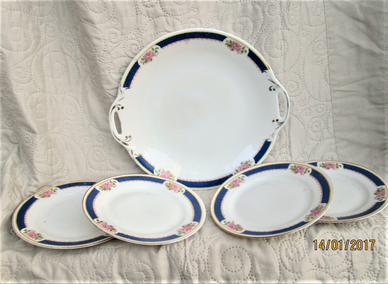 Vintage Français Porcelaine, Ensemble de Desserts Français, Assiettes en Porcelaine, Porcelaine Flor