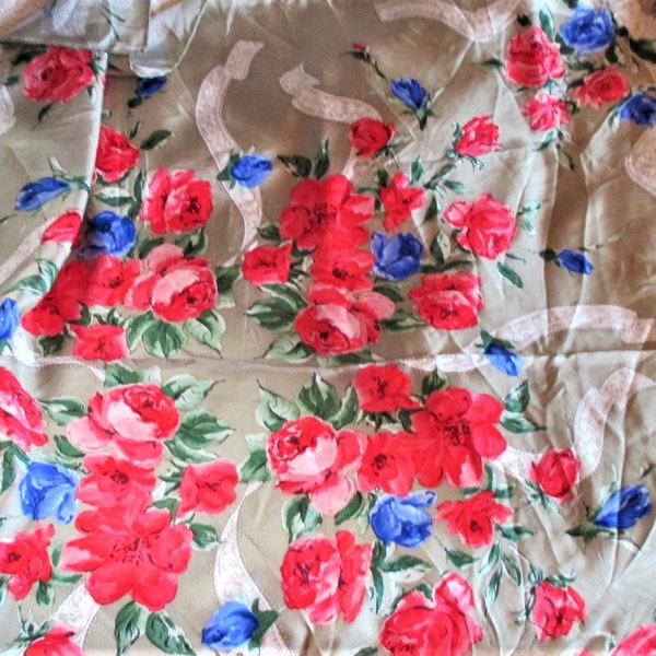 foulard vintage Français Scarf, foulards Français années 1950, foulards en soie, foulards floraux, mode années 1950