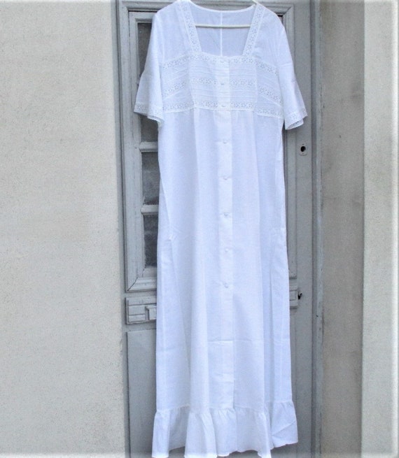 Vintage French Nightdress, cotton nightdresses, Fr