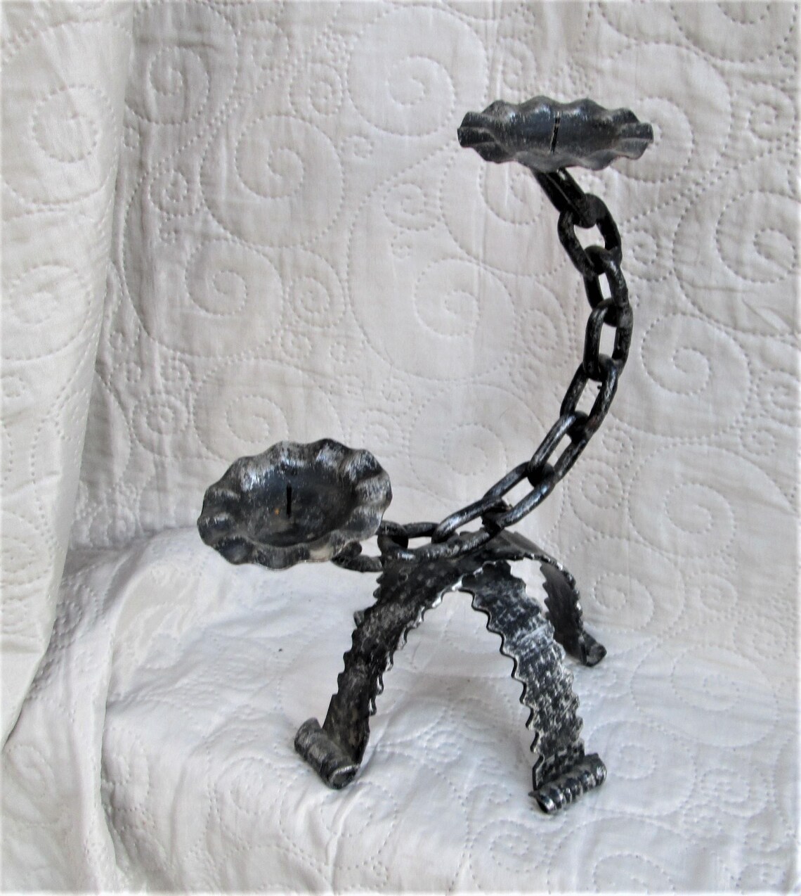 Funky French Candleholder Metal Objects Vintage Etsy