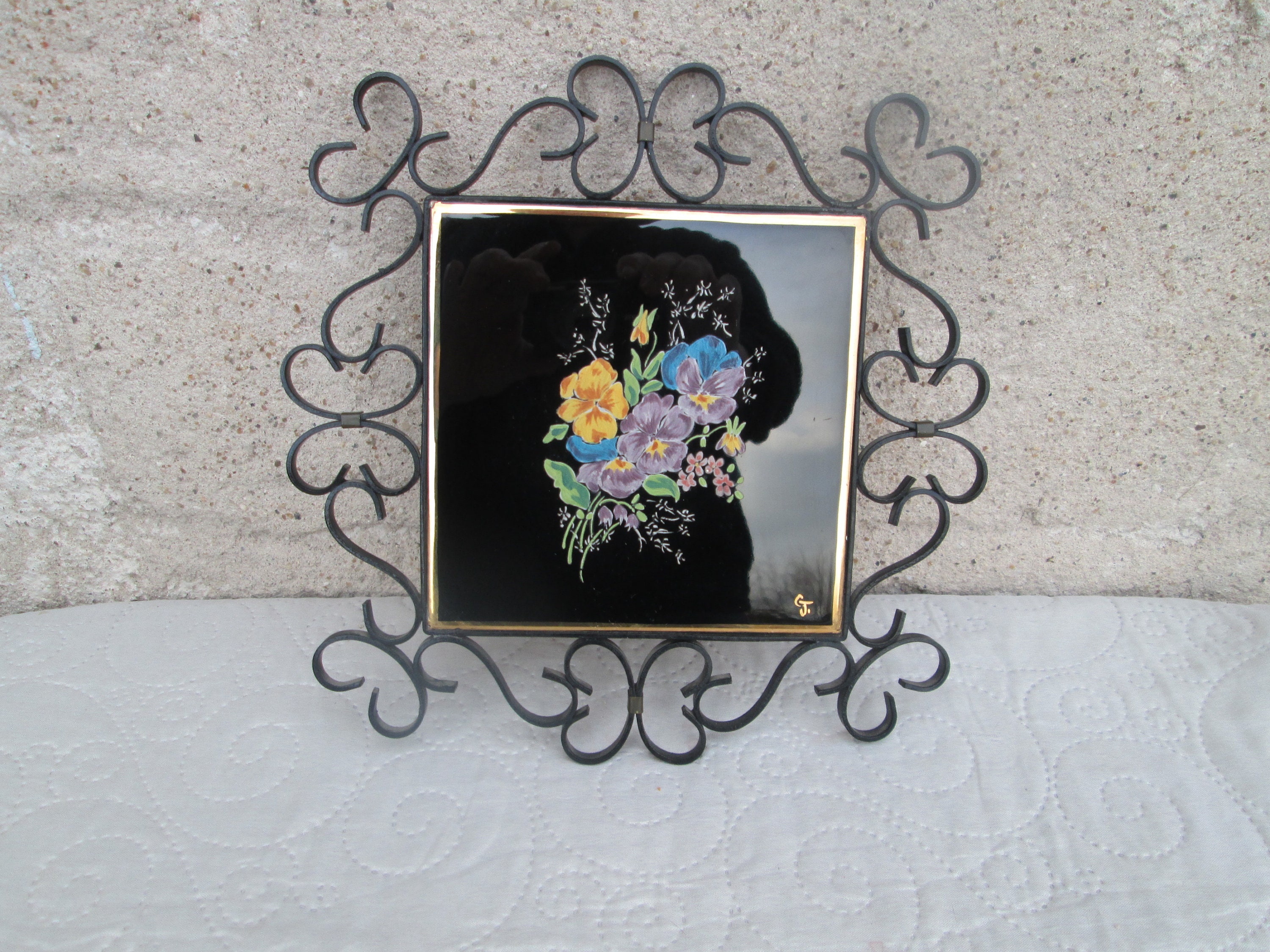 Tuile Allemande Vintage, Art Mur de Tuiles, Tuiles Décoratives, Articles en Fer Forgé, Mettlach