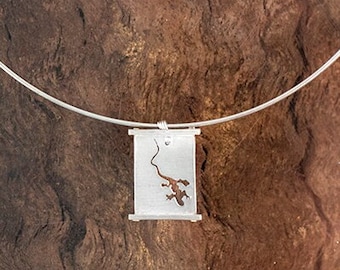 Colgante de lagarto de plata tallada a mano, amuleto de reptil