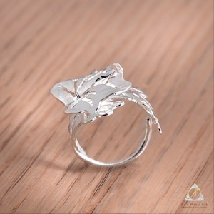 Nature Ring,Oak Leaf , Oak Leaf Ring, Silver Leaf Ring, Flower Ring,  Adjustable, Jewelry for Women, Branch and Leaves Silver Nature Band