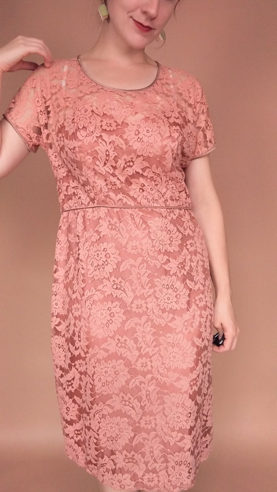 True Vintage 1950's Sheer Lace Cocktail Dress