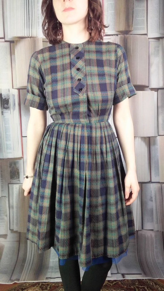 True vintage Teena Paige Junior shirtwaist plaid d