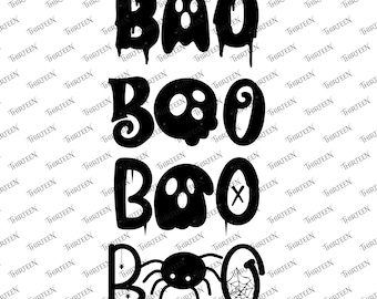 Set of Spooky Boo's - Print & Cut SVG PNG - Digital Download - Halloween, Cricut, Silhouette Cameo