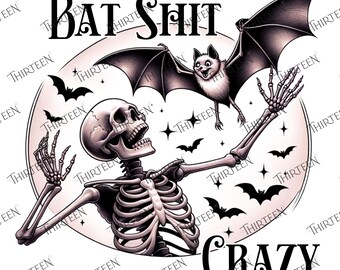 Bat Shit Crazy - Print & Cut SVG PNG - Digital Download - Reading, Books, Cricut, Silhouette Cameo