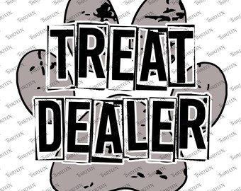 Treat Dealer, Distressed Paw Print SVG PNG - Digital Download - New Zealand, Cricut, Silhouette Cameo