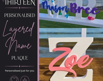 Personalised Layered Name Plaque | Custom 3D Sign | Décor | Gift | NZ Made |