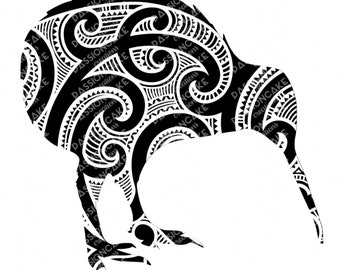 Aotearoa Kiwi Silhouette Maori Design SVG PNG - Digital Download - New Zealand, Kiwi, Bird, Native, Cricut, Silhouette Cameo
