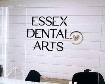 Dentist Lobby Sign - Custom Laser Cut Business Logo - Brushed Gold Sign - Wall Mounted Logo Pieces - Custom Laser Cut Wall Art