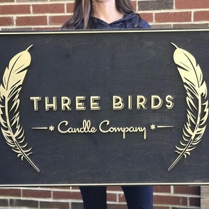 Custom Logo Sign - Small Business Sign - Custom Laser Cut 3D Sign - Wooden Layered Logo Sign - turn your logo into a sign