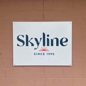 Outdoor Sign for Business - Exterior or Interior Custom Business Logo Laser Cut - Painted Aluminum Metal Mounted Logo Sign with Stand Offs