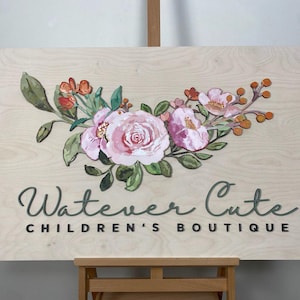 Custom Lobby Sign - Wood Mounted - Laser Cut - 3D Logo - Custom Colors, Size, Logo - Business Sign