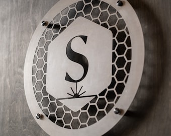 Individuelles Business Logo Metallschild: Cut Steel Wandkunst