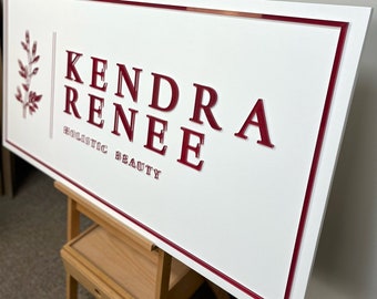 Custom 3D Wood Logo Sign: Double Sided Outdoor Business Sign