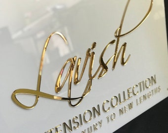 Acrylic Business Logo Sign | Luxury Signage | 3D Mirrored Gold Sign | Reception Logo Sign | Spa Lobby Sign | Wall Mounted Logo