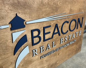 Wood Mounted Logo | Custom Business Sign | Laser Cut Logo Sign | Business Signage | 3D Layered Sign | Lobby Sign | Wood Logo Plaque