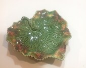 Bordallo Pinneiro, Portuguese Pottery Leaf Dish, 7-1 2 quot X 7-1 2 quot