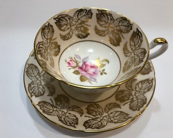 Royal Grafton, Bone China Tea Cup and Saucer, Pale Pink and Gold