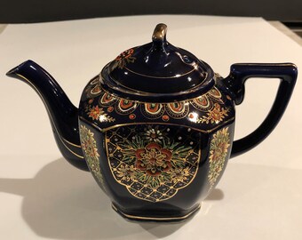 Seiei, Japan, Cobalt Teapot, Hand Painted, 1930's