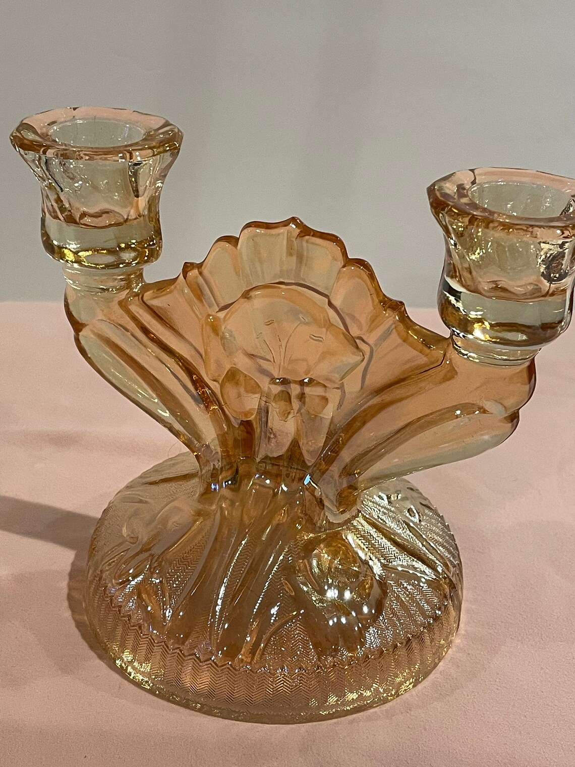 Carnival Glass Double Candle Holder Marigold Color Sold as a Etsy