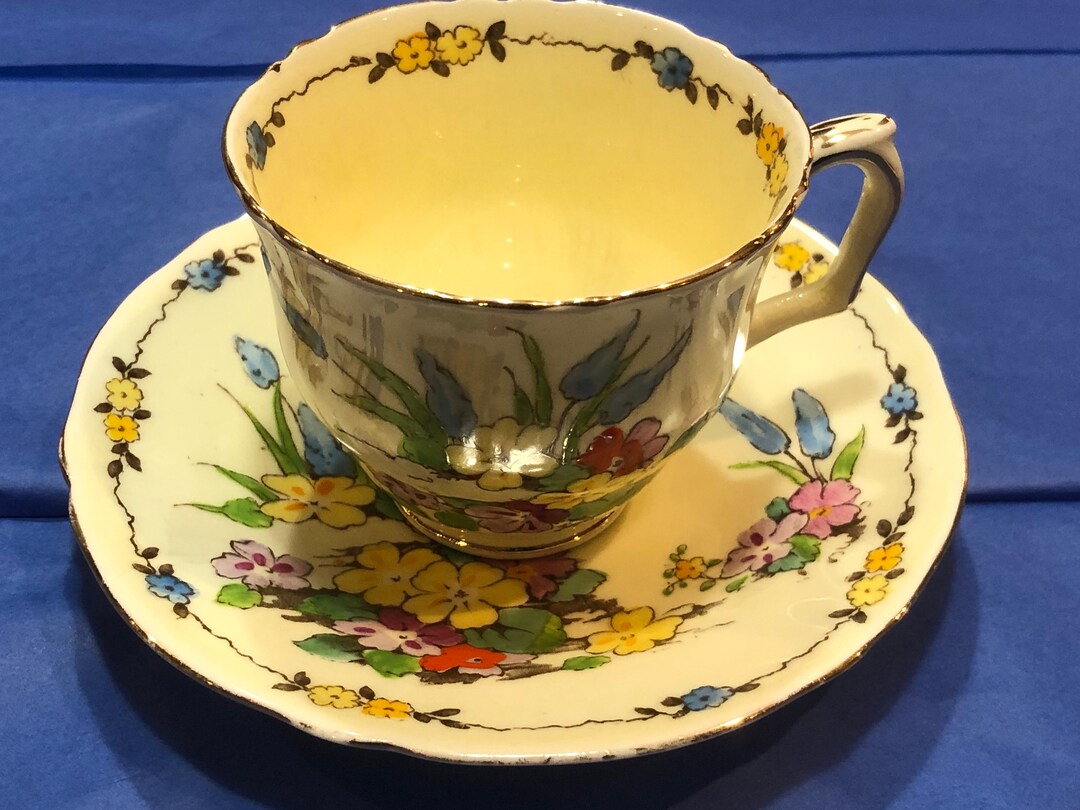Crown Staffordshire Fine Bone China Tea Cup and Saucer Etsy