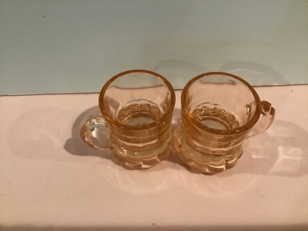 Pink Depression Glass Shot Glasses, Pair, 1 Ounce Capacity Etsy