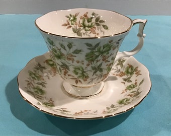 Royal Albert, Green Velvet, Rose Chintz Series, Bone China Cup and Saucer