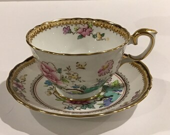 Crown Staffordshire, Tea Flowers, A15306, Tea Cup and Saucer