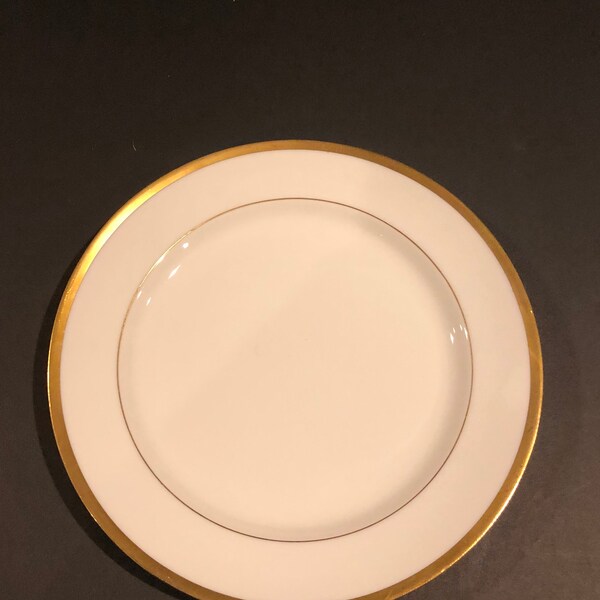 Gerard, Dufraisseix & Abbot, GDA, Limoges France, 8-1/2"  Plate, White with Gold around rim,