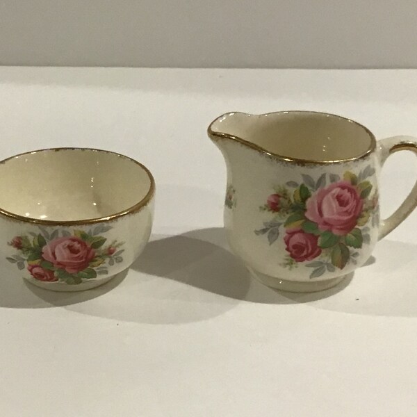 Old Foley, La Rosa Pattern, Individual Size Creamer and Sugar Bowl