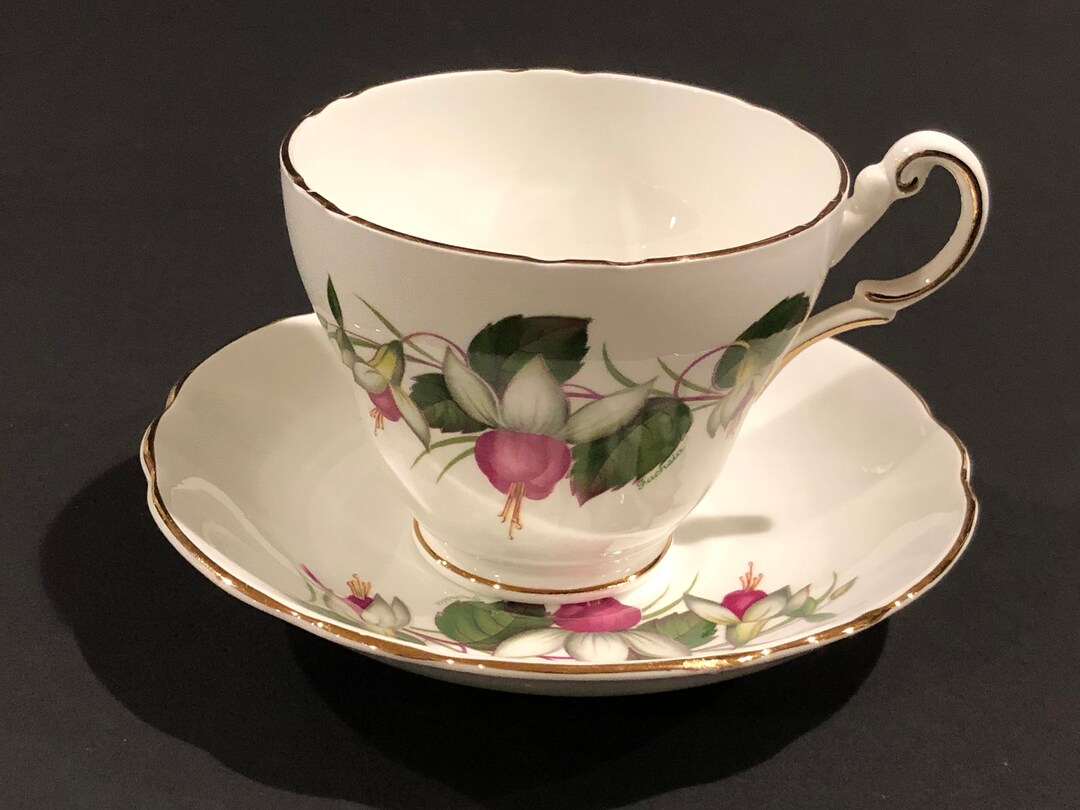 Regency Bone China Tea Cup and Saucer, Fuchsia, Made in England Etsy