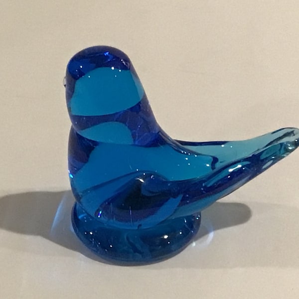 Blue Bird of Happiness, Glass Figurine , Large, 2-1/2 Inches Tall