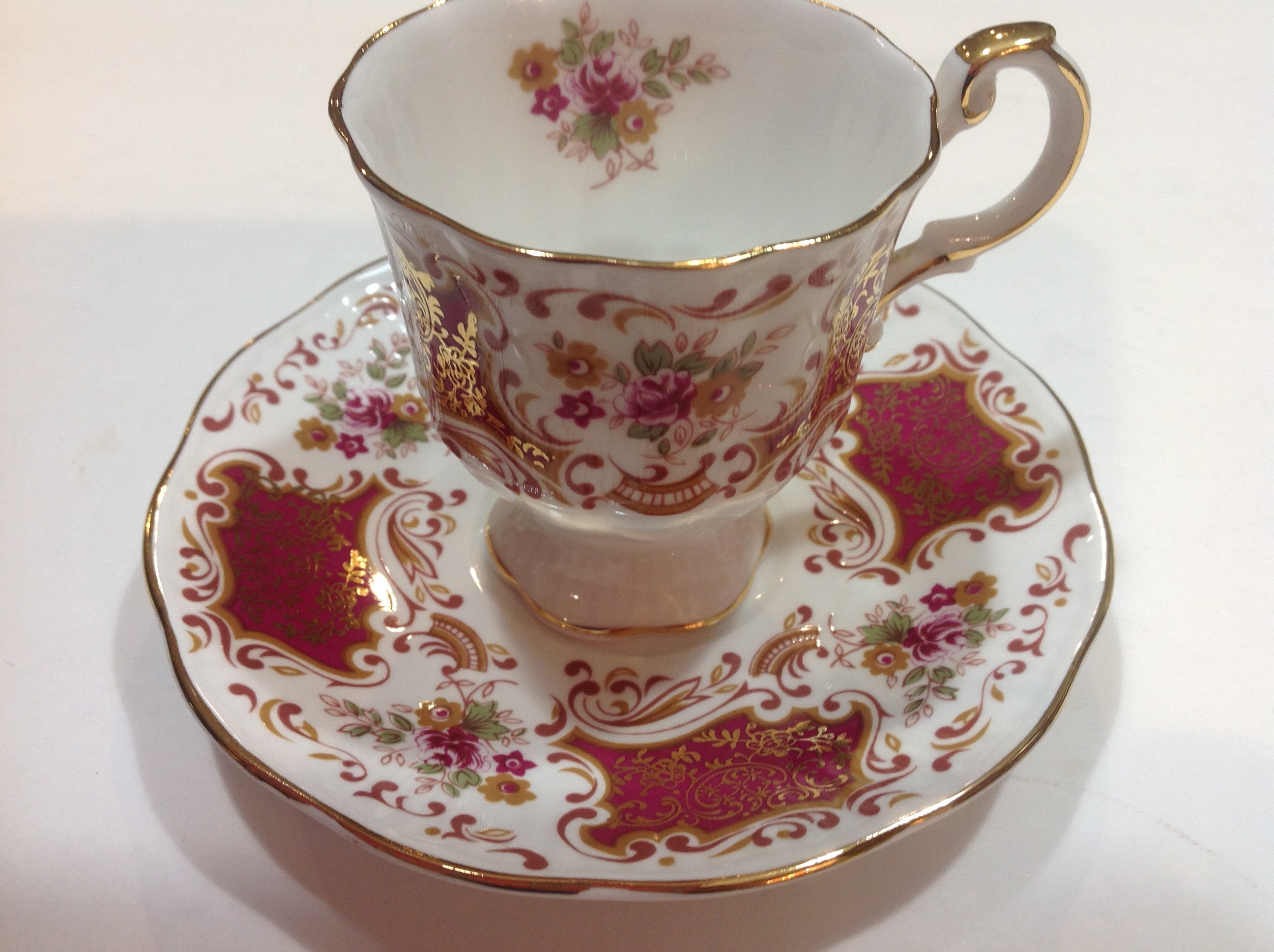 Rosina Bone China Tea Cup and Saucer Made in England Floral Etsy