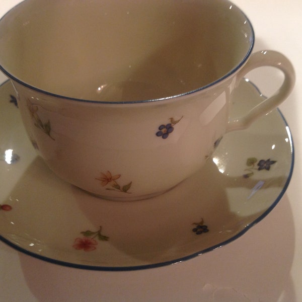 Seltmann Weiden Cup and Saucer, Small Floral Print on a Cream color background