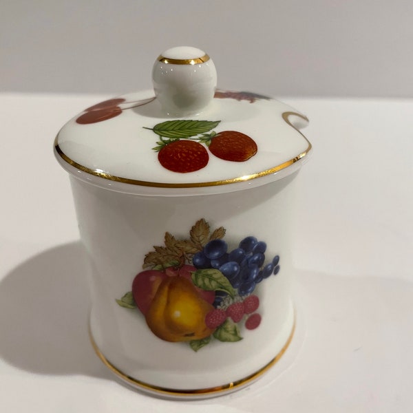 Fortnum & Mason, Bone China Marmalade Jar, Decorated with Fruit Design