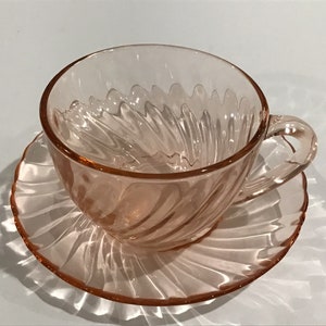 Pink Depression Glass, Swirl Design, Made by Arcoroc, France - Etsy