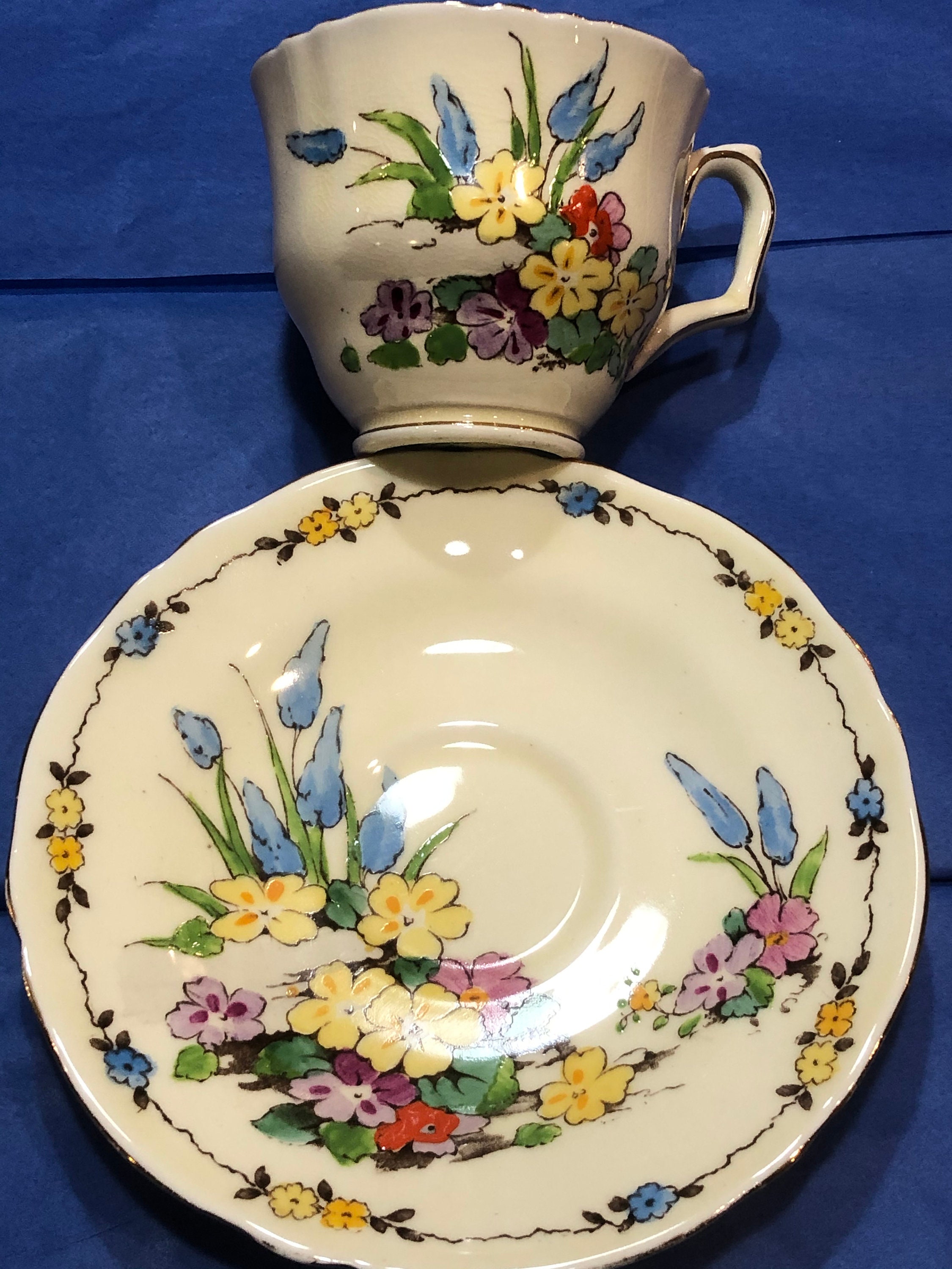 Crown Staffordshire Fine Bone China Tea Cup and Saucer Etsy