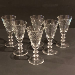 Vintage Laurel Leaf Port Glasses 4-1/2" Tall, Sold as a set of 6